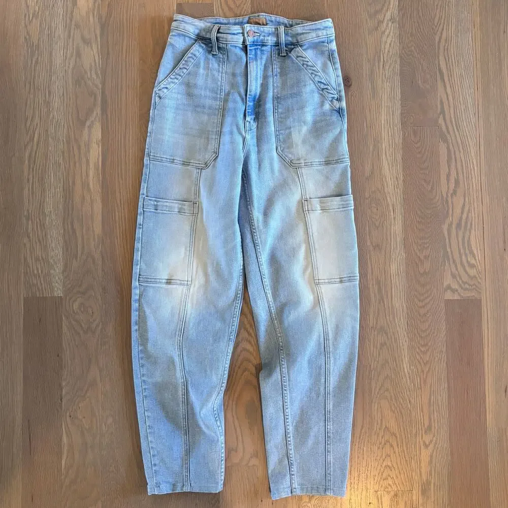 Mother Private Double Pocket Skimp Cargo Jeans Light Wash Stretch Womens Size 28